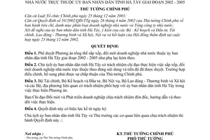 Quyết định 132/2003/QĐ-TTg Phương án sắp xếp đổi mới doanh nghiệp nhà nước thuộc ủy ban nhân dân tỉnh Hà Tây giai đoạn 2002-2005