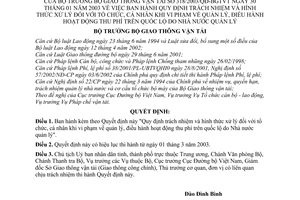 Quyết định 318/2003/QĐ-BGTVT trách nhiệm hình thức xử lý tổ chức cá nhân vi phạm quản lý điều hành hoạt động thu phí trên quốc lộ do Nhà nước quản lý