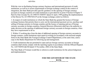 Official Dispatch No. 78/NHNN-QLNH of  January 21, 2003,  opening of foreign currency account in foreign countries