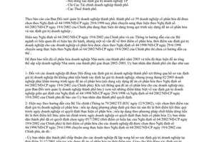 Công văn 557/UB-CNN giải quyết vấn đề các doanh nghiệp cổ phần hóa năm 2003