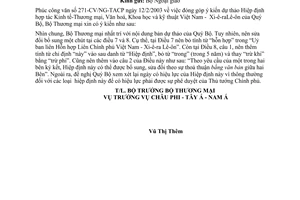 Công văn 0742/TM-PCTNA đóng góp ý kiến Hiệp định khung hợp tác Việt Nam - Xi-ê-ra Lê-ôn