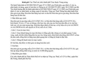 Công văn 730TCT/AC thông báo phát hành hoá đơn GTGT hoá đơn bán hàng và thu hồi hoá đơn có xê-ry/0] trở về trước