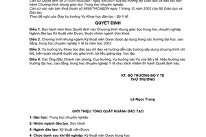 Quyết định 476/2003/QĐ-BYT Chương trình khung giáo dục trung học chuyên nghiệp Ngành đào tạo Kỹ thuật viên Dược