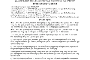 Quyết định 15/2003/QĐ-BTC chức năng, nhiệm vụ, quyền hạn cơ cấu tổ chức Cục Hải quan tỉnh liên thành phố thuộc Tổng cục Hải quan