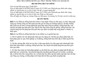 Quyết định 17/2003/QĐ-BTC  chức năng, nhiệm vụ, quyền hạn cơ cấu tổ chức Cục điều tra chống buôn lậu thuộc Tổng cục Hải quan