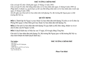 Quyết định 24/2003/QĐ-TTg thành lập Sở Ngoại vụ tỉnh Quảng Trị