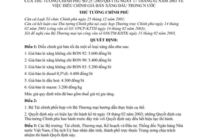 Quyết định 25/2003/QĐ-TTg điều chỉnh giá bán xăng dầu trong nước