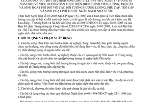 Thông tư liên tịch 03/2003/TTLT-BNV-BTC hướng dẫn thực hiện điều chỉnh tiền lương, trợ cấp và sinh hoạt phí đối với các đối tượng hưởng lương trợ cấp