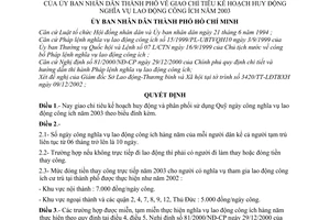 Quyết định 16/2003/QĐ-UB giao chỉ tiêu kế hoạch huy động nghĩa vụ lao động công ích năm 2003