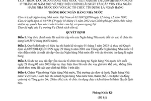 Quyết định 131/2003/QĐ-NHNN điều chỉnh lãi suất tái cấp vốn Ngân hàng Nhà nước đối với tổ chức tín dụng