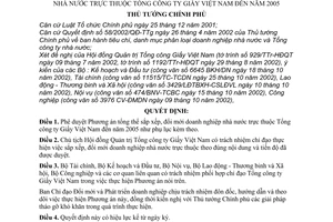 Quyết định 164/2003/QĐ-TTg Phương án tổng thể sắp xếp, đổi mới doanh nghiệp nhà nước thuộc Tổng công ty Giấy Việt Nam đến năm 2005