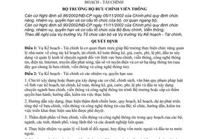 Quyết định 16/2003/QĐ-BBCVT chức năng, nhiệm vụ, quyền hạn cơ cấu tổ chức Vụ Kế hoạch - Tài chính