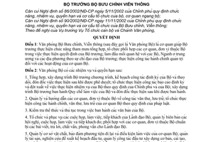 Quyết định 17/2003/QĐ-BBCVT chức năng, nhiệm vụ, quyền hạn cơ cấu tổ chức  Văn phòng