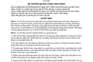Quyết định 18/2003/QĐ-BBCVT chức năng, nhiệm vụ, quyền hạn cơ cấu tổ chức  Vụ Tổ chức cán bộ