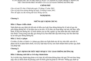 Nghị định 14/2003/NĐ-CP hướng dẫn Luật giao thông đường bộ