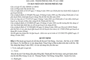 Quyết định 29/2003/QĐ-UB phê duyệt Qui hoạch chi tiết khu đô thị mới Việt Hưng - huyện Gia Lâm -  Hà Nội, tỷ lệ 1/2000