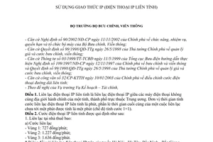 Quyết định 19/2003/QĐ-BBCVT cước dịch vụ điện thoại đường dài liên tỉnh sử dụng giao thức ip điện thoại ip liên tỉnh