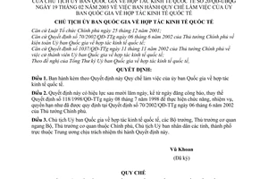 Quyết định 20/QĐ-UBQG quy chế làm việc của Uỷ ban quốc gia về hợp tác kinh tế quốc tế