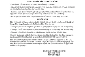 Quyết định 19/2003/QĐ-UB tỷ lệ giảm giá thầu lắp đặt hệ thống chiếu sáng công cộng Lâm Đồng