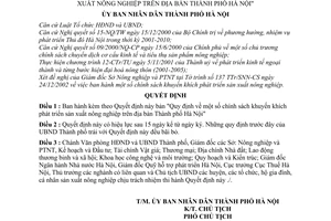 Quyết định 33/2003/QĐ-UB chính sách khuyến khích phát triển sản xuất nông nghiệp trên địa bàn Hà Nội