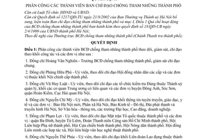 Quyết định 34/2003/QĐ-UB phân công thành viên Ban chỉ đạo chống tham nhũng thành phố