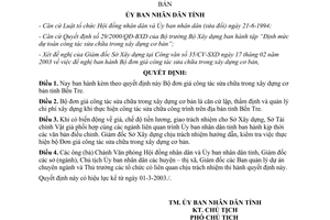 Quyết định 442/2003/QĐ-UB Bộ đơn giá công tác sửa chữa trong xây dựng cơ bản Bến Tre