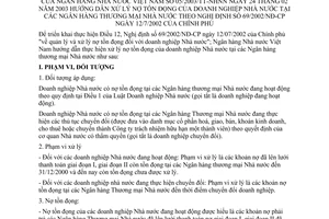 Thông tư 05/2003/TT-NHNN hướng dẫn xử lý nợ tồn đọng doanh nghiệp nhà nước tại ngân hàng thương mại nhà nước theo Nghị định 69/2002/NĐ-CP