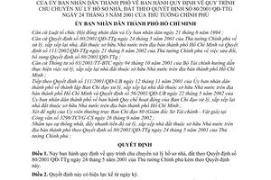 Quyết định 19/2003/QĐ-UB quy trình chu chuyển xử lý hồ sơ nhà, đất theo Quyết định 80/2001/QĐ-TTg