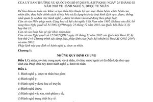 Pháp lệnh hành nghề y, dược tư nhân 2003 07/2003/PL-UBTVQH11