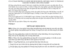 Pháp lệnh động viên công nghiệp 2003 09/2003/PL-UBTVQH11