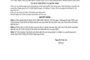 Nghị quyết 356/2003/NQ-UBTVQH11 phê chuẩn bộ máy làm việc của Viện kiểm sát nhân dân tối cao