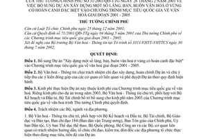 Quyết định 31/2003/QĐ-TTg bổ sung Dự án xây dựng làng bản buôn văn hoá vùng có hoàn cảnh đặc biệt mục tiêu quốc gia văn hoá giai đoạn 2001 - 2005