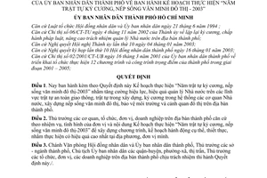 Quyết định 21/2003/QĐ-UB Kế hoạch thực hiện "Năm trật tự kỷ cương, nếp sống văn minh đô thị - 2003"