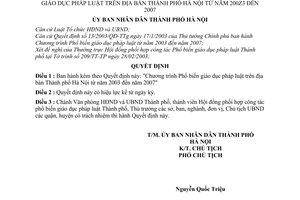 Quyết định 36/2003/QĐ-UB Chương trình Phổ biến giáo dục pháp luật địa bàn Thành phố Hà Nội từ năm 2003 đến 2007