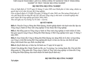 Quyết định 11/2003/QĐ-BCN chuyển Công ty Bóng đèn Điện Quang về bộ công nghiệp