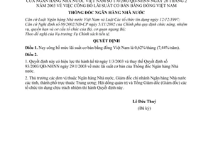 Quyết định 170/2003/QĐ-NHNN công bố lãi suất cơ bản bằng đồng Việt Nam