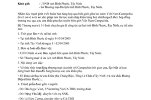 Công văn 1337 TM/CA-TBD đi khảo sát cửa khẩu biên giới VN-CPC