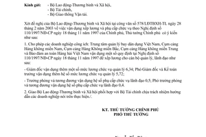 Công văn 394/CP-VX vận dụng xếp lương theo NĐ 10/1997/NĐ-CP