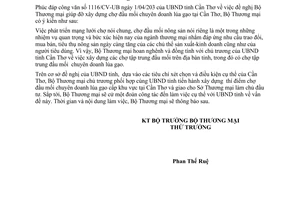 Công văn 1382/TM-CSTNTN xây dựng chợ đầu mối chuyên doanh lúa gạo