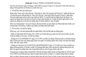 Công văn 1098/LĐTBXH-BHLĐ thực hiện chế độ thời giờ làm việc, thời gian nghỉ ngơi và an toàn, vệ sinh