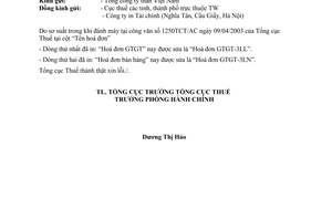 Công văn 1278 TCT/AC đính chính CV 1250 TCT/AC