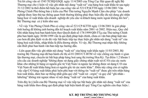 Công văn 1633/BTM-QLCL ghi nhãn hàng xuất khẩu