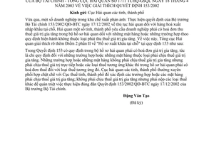 Công văn 1711/TCHQ-GSQL giải thích QĐ 153/2002/QĐ-BTC