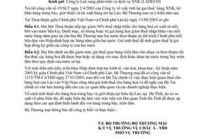 Công văn 1683/TM-CATBD tính lại giá thuế hàng XNK, kê khai hàng trưng bày, giới thiệu và tái xuất hàng trở lại Lào