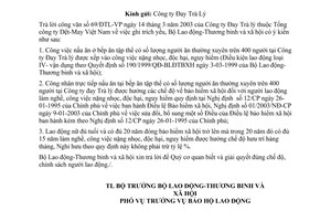 Công văn 1251/LĐTBXH-BHLĐ chế độ bảo hiểm xã hội người lao động làm nghề, côn