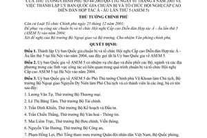 Quyết định 44/2003/QĐ-TTg lập Uỷ ban Quốc gia chuẩn bị tổ chức Hội nghị cao cấp Diên đàn hợp tác Á - Âu lần 5 (ASEM 5)