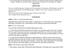 Nghị định 30/2003/NĐ-CP chức năng, nhiệm vụ, quyền hạn cơ cấu tổ chức cơ quan thuộc Chính phủ
