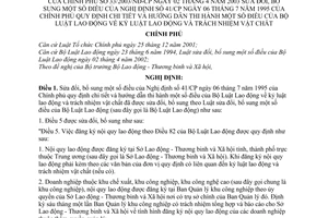 Nghị định 33/2003/NĐ-CP hướng dẫn Bộ Luật Lao động về kỷ luật lao động trách nhiệm vật chất sửa đổi Nghị định số 41/CP