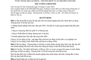 Quyết định 370/2003/QĐ-TTg Đề án  sắp xếp, đổi mới doanh nghiệp nhà nước thuộc Bộ Lao động - Thương binh và Xã hội đến năm 2005