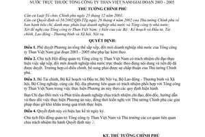 Quyết định 368/2003/QĐ-TTg Phương án  sắp xếp, đổi mới doanh nghiệp nhà nước thuộc Tổng công ty Than Việt Nam giai đoạn 2003 - 2005
